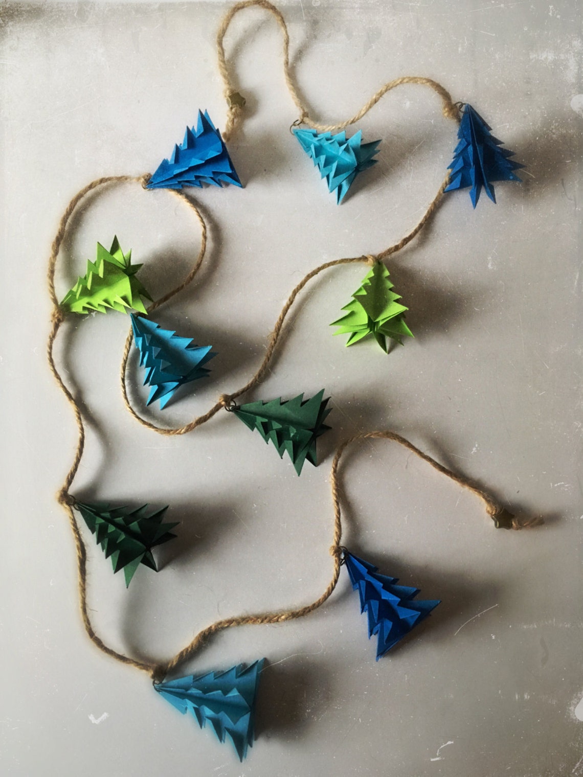 Christmas Garland Rustic Christmas Tree Origami Decoration Etsy