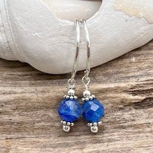 Kyanite Drop Earrings: Sterling Silver, Minimalist Blue Stone