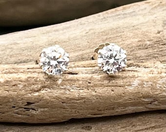 Sparkly CZ Sterling Silver Stud Earrings - 4mm