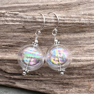 Blown Glass Bubble Earrings: Lightweight Sterling Silver Whimsical Jewelry