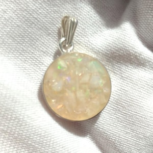Ethiopian Fire Welo Opal Pendant, 925 Sterling Silver Setting