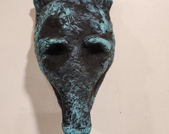 Sculpted Ceramic Pig Head Wall Mask/ Unique Animal Wall Sculpture/Pig Wall Sculpture Art Plaque/Original Art/ Hand Made Art/Unique Gift