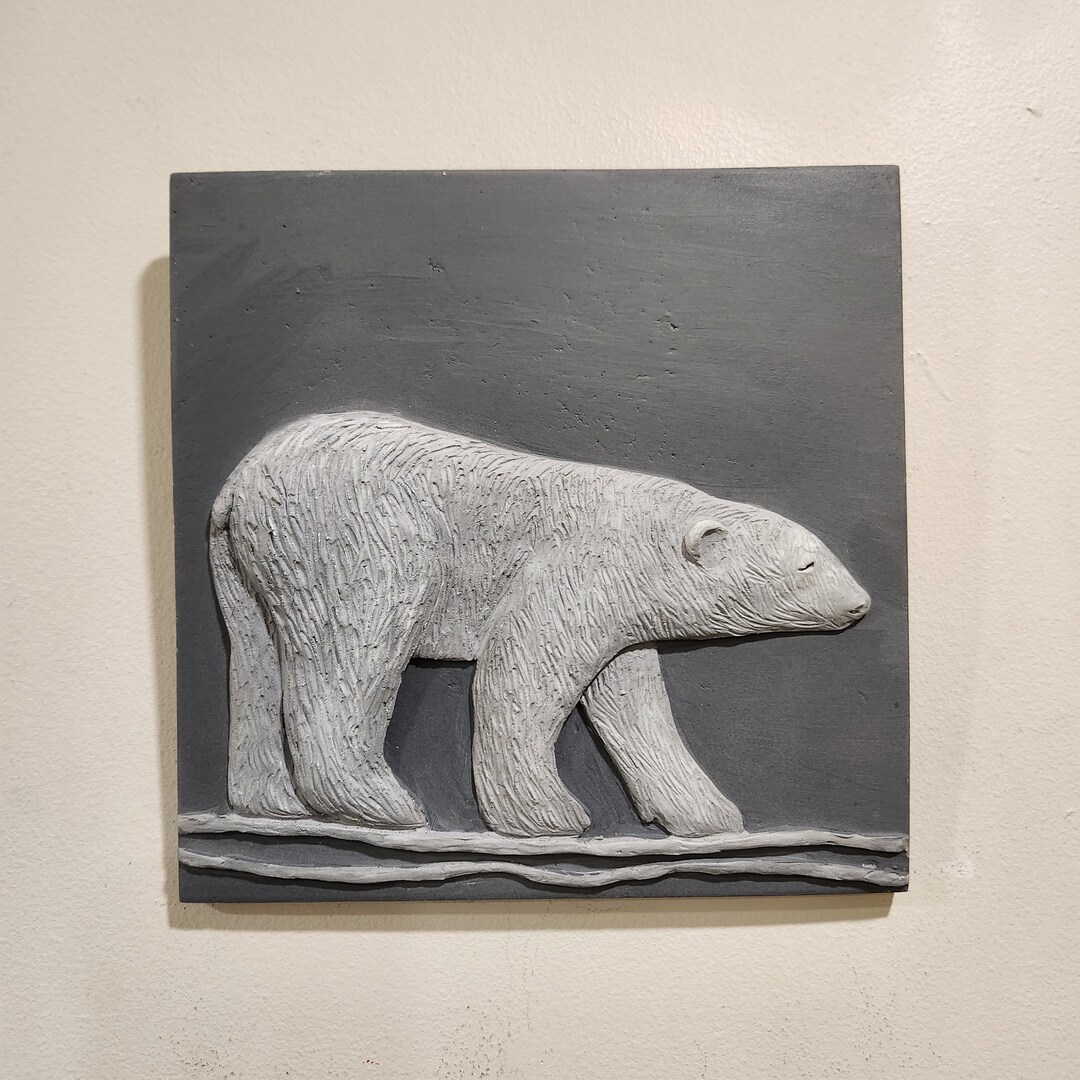 Polar Bear Wall Art/ Arctic Animal Wall Sculpture/ Polar Bear Fine Art