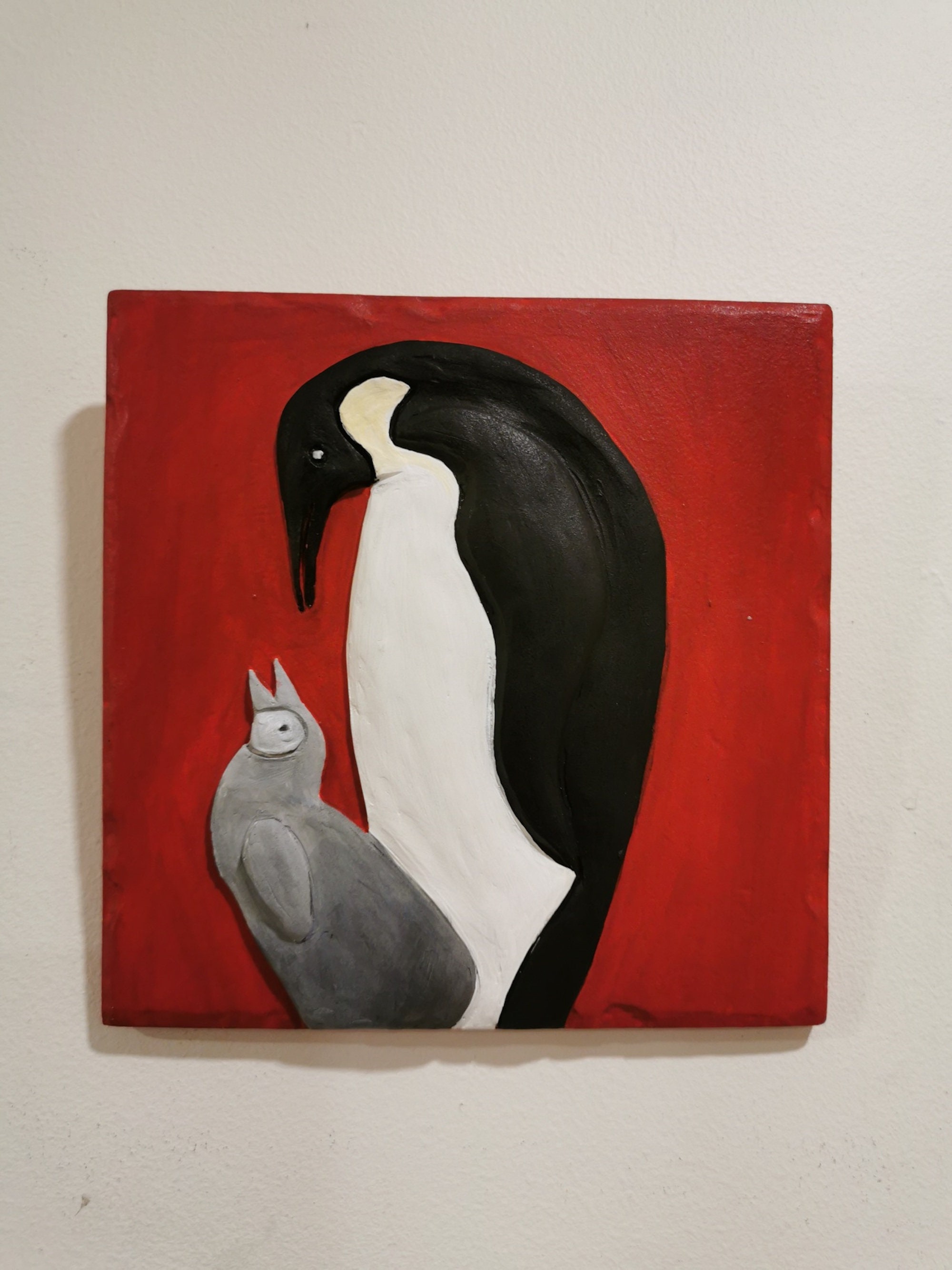 Mère pingouin et bébé pingouin / Tuile de pingouin sculptée / Etsy France