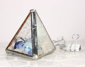 White Glass Paperweight, Glass Library Decor, Colored Glass Office Accessory,Coastal Beach Decor, White Pyramid, Sea Decor, Ocean Home Decor