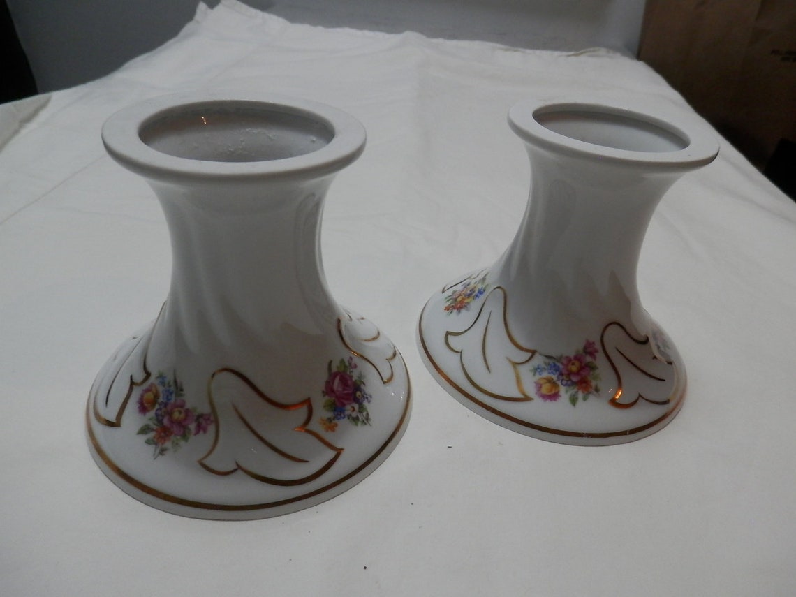 Set of Porcelain Candle Holders made in East Germany Etsy