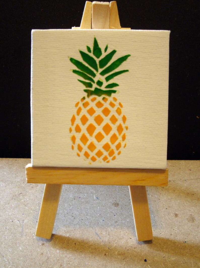 Pineapple Encaustic Crayon Art Mini Easels Crayon Art Etsy