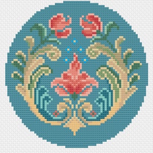 Norwegian Rosemaling Plate Cross Stitch Pattern Etsy