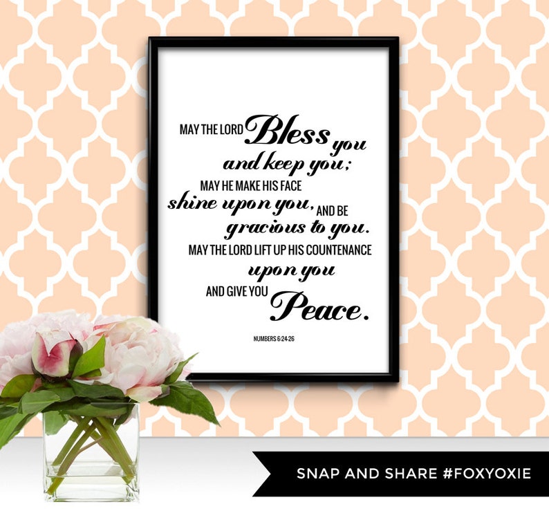 May the Lord Bless You and Keep You Bible Verse Typography Print Poster Printable Digital File image 1