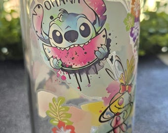 Bicchieri di vetro Stitch trasparenti