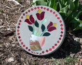 Custom Order Vase Tulips Stained Glass Stepping Stone - 12 quot Round