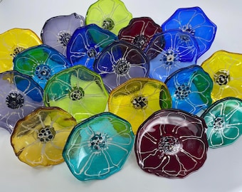 Fused Glass Flower Stake/Bouquet - Scandinavian/Danish Style Handmade Flowers