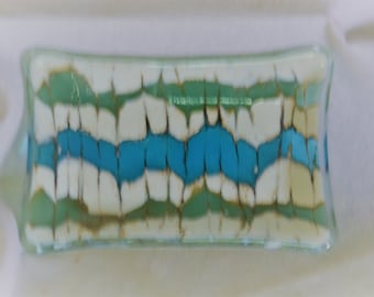 Fused Glass Soapdish - Handmade Abstract, trinket, snack dish