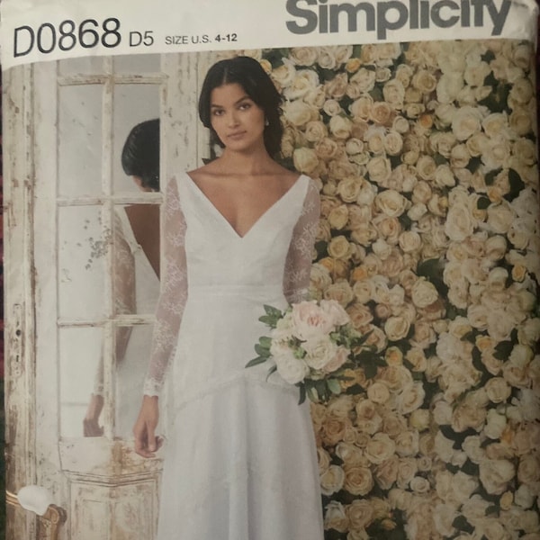 Simplicity D0868/8596 Wedding Dress Formal Gown Train Ruffles Long Sleeves Sleeveless  UNCUT FF sewing pattern bust 29.5-34" Leanne Marshall