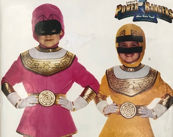 Butterick 4658 Vintage 1990s Pink Power Ranger Yellow Power Ranger Children's Girl's Costume Zeo UNCUT FF sewing pattern bust 21 in - 32 in