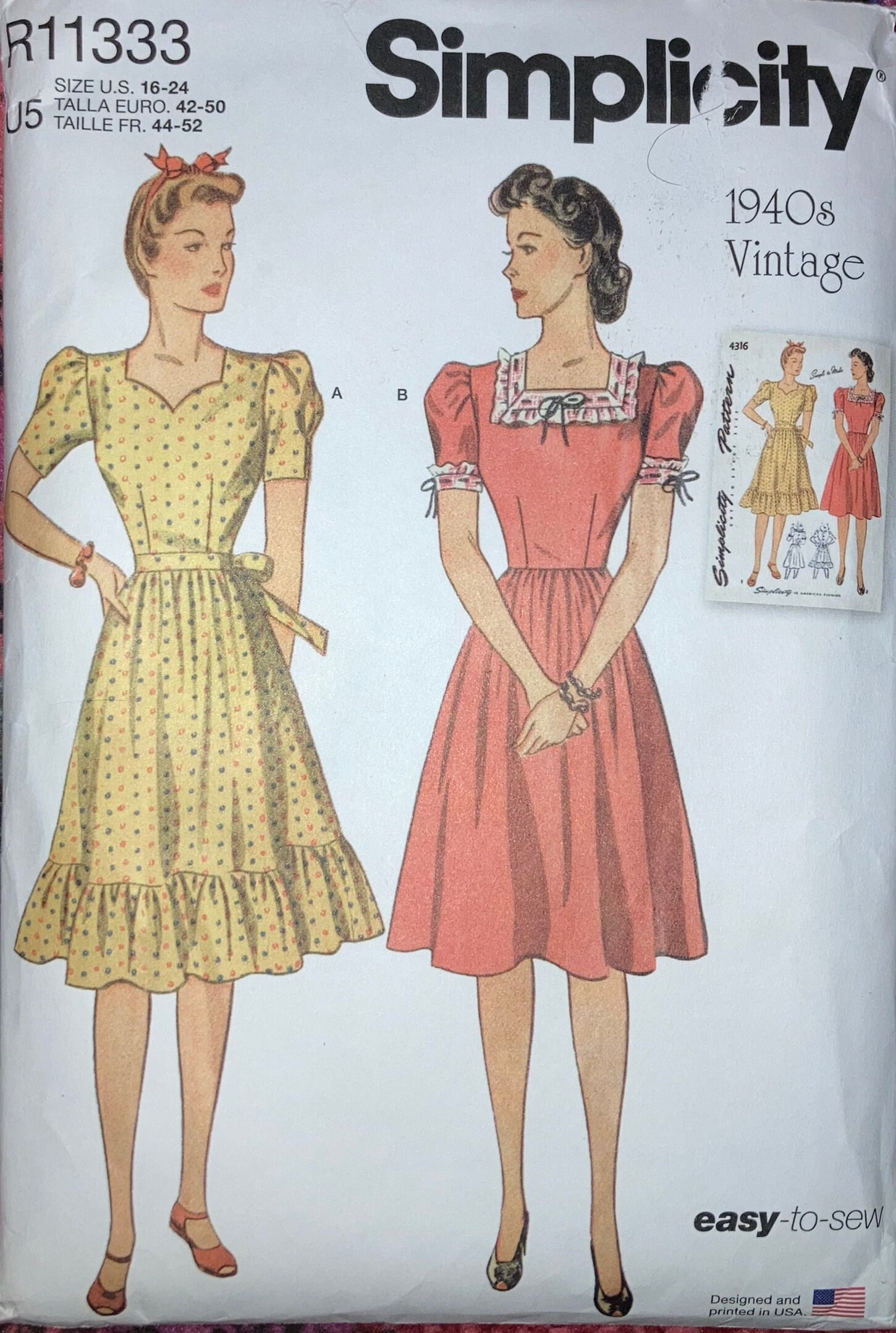 LOVELY VTG 1940s DRESS MCCALL Sewing Pattern 10/28.5