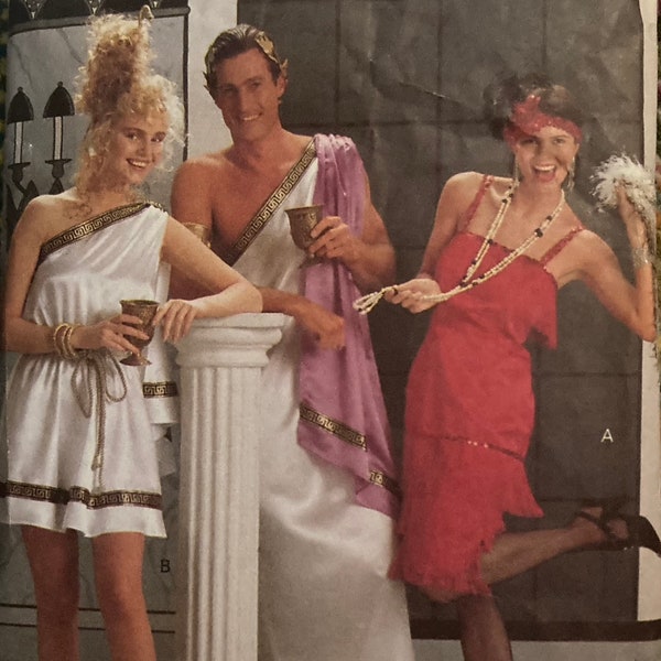 Butterick 4199 Vintage 1980s Unisex Costumes 1920s Flapper Dress Roman Toga Greek Goddess God UNCUT FF sewing pattern chest 30 1/2 - 48 in