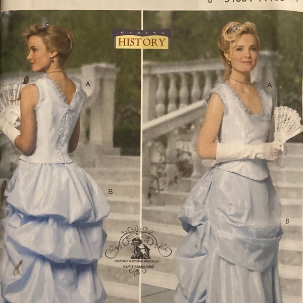 Butterick B5696 Making History Boned Bodice Gathered Skirt Bustle Pad Dress Set UNCUT FF sewing pattern bust 31.5 in - 42 in 5696 Steampunk