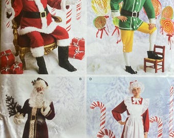 Simplicity 4393 Santa Elf Father Christmas Mrs. Clause Coat Apron Pants Hat Trim Costume UNCUT Sewing Pattern XS-M Bust/Chest: 30 in - 40 in