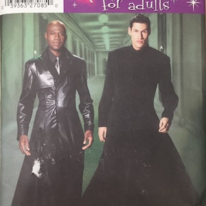 Simplicity 5386 2000s Matrix Neo Morpheus Cyber Punk Duster Jacket Trench coat Costume cut complete sz L sewing pattern Chest/Bust 30-48 in