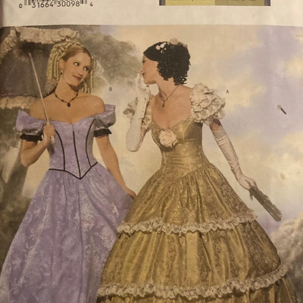 Butterick 6195 Vintage 2000s Making History Ballgown Beauty and the Beast Ruffles Civil War UNCUT FF sewing pattern bust 34 in - 38 in