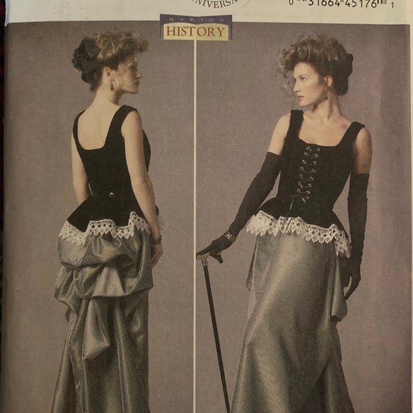 Butterick B5969 Making History Corset & Skirt with Bustle Victorian 19th Century Western Costume UNCUT FF sewing pattern bust 30.5-44" 5969