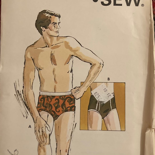 Kwik Sew 726/727 RARE Vintage 1970s Briefs Underwear High Waisted Tighty Whities UNCUT FF sewing pattern waist 30 in - 44 in