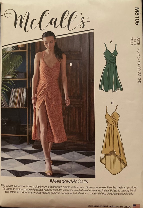 Mccall's M8105 Strappy Wrap Dress Tie Back Bow Flowy Slit Skirt Cross Length Variations UNCUT FF Sewing Pattern Bust 38 - 46 in Mccalls 8105 - Etsy Mccall's M8105 Strappy Wrap Dress Tie Back Bow Flowy Slit Skirt Cross Length Variations UNCUT FF Sewing Pattern Bust 38 - 46 in Mccalls 8105 - Etsy