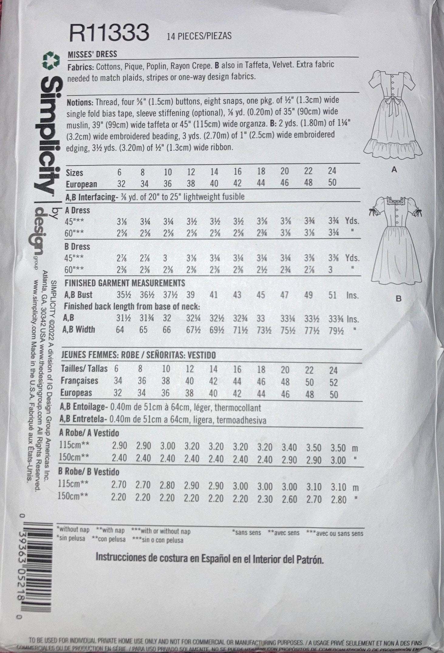 Simplicity R11333 1940s Replica Plus Size Square Dancing Dress