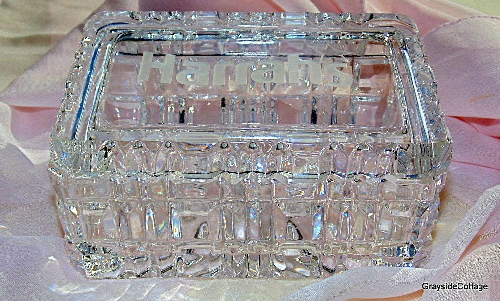 Vintage Clear Crystal Glass Trinket Jewelry Casket Box • 24 Lead Crystal • Powder Box • Trinket