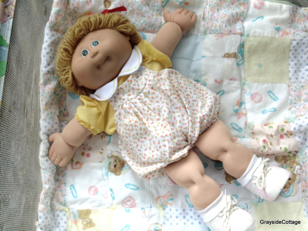 Cabbage Patch Doll with Cabbage Patch Playpen, Handmade Quilt and