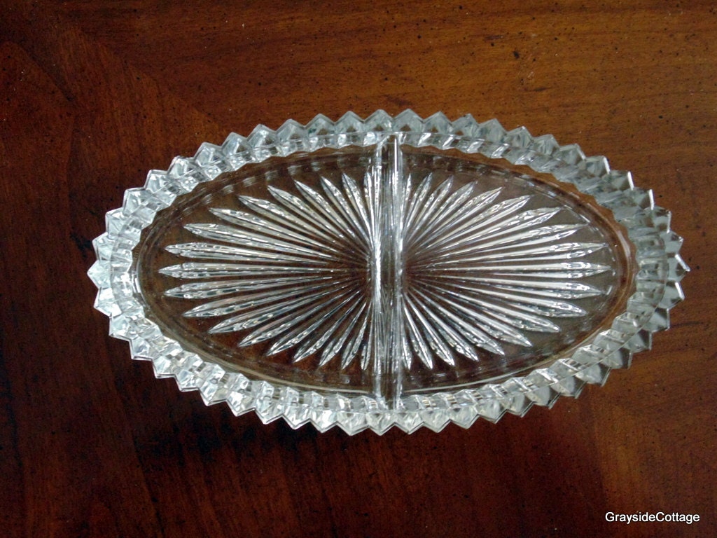 Vintage Divided Serving/Candy/Relish Dish Deep Cut Glass Crystal