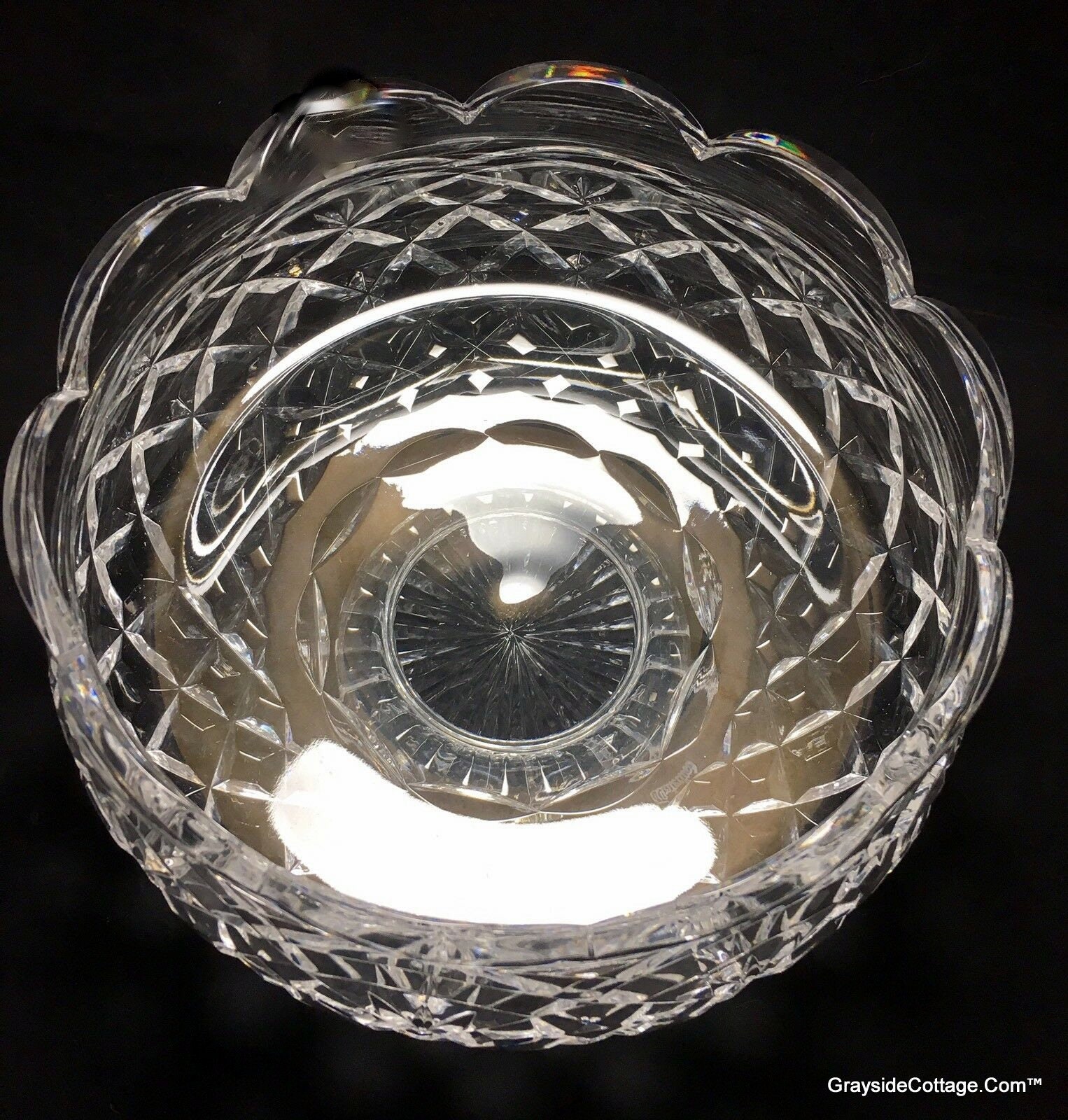 Waterford Crystal Bowl, Large Footed Centerpiece, with Scalloped Rim
