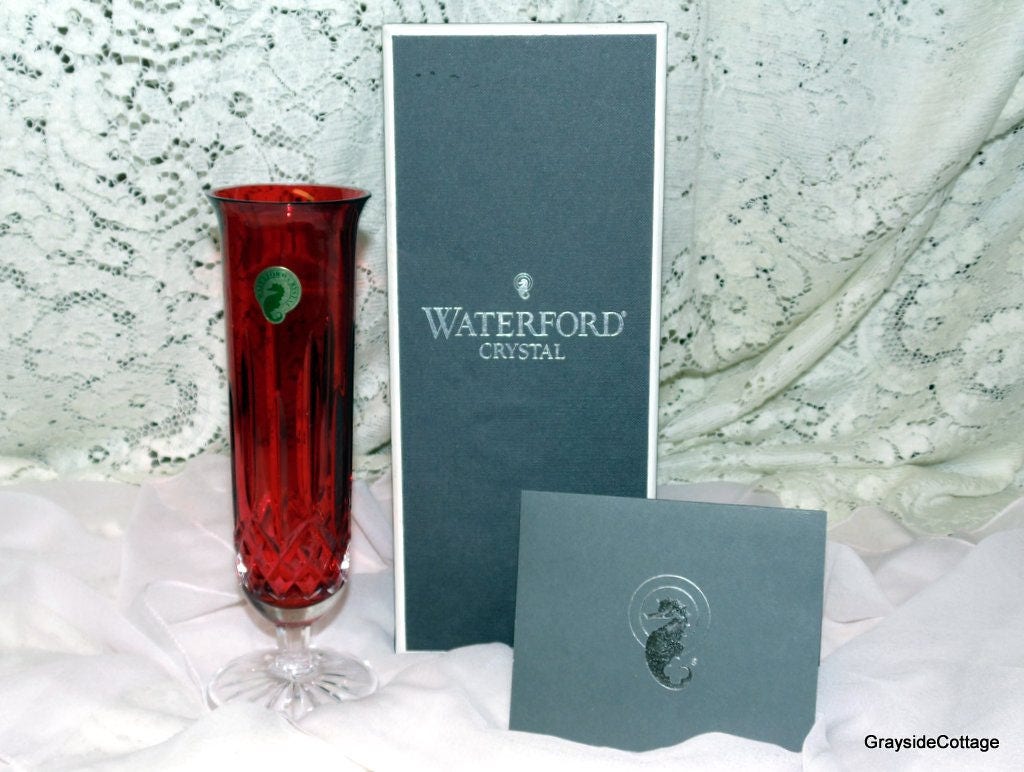 Waterford Crystal Bud Vase 8 Red Lismore Footed Flower Vase in Original