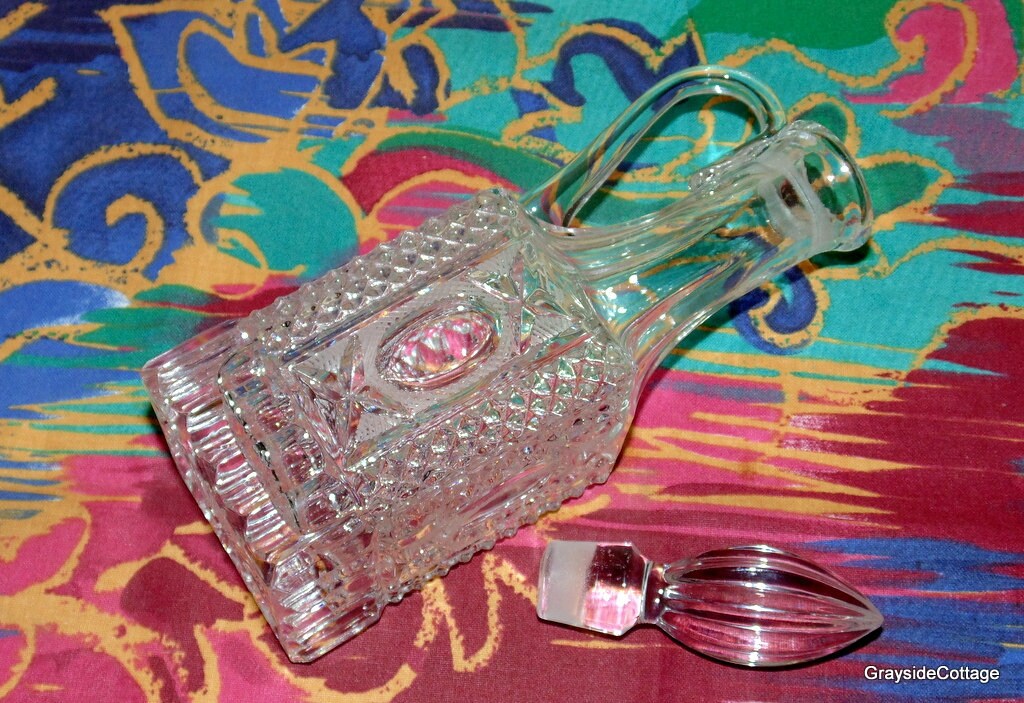 Celini Hand Cut Crystal Cruets with Stoppers Vintage 24 Lead Crystal