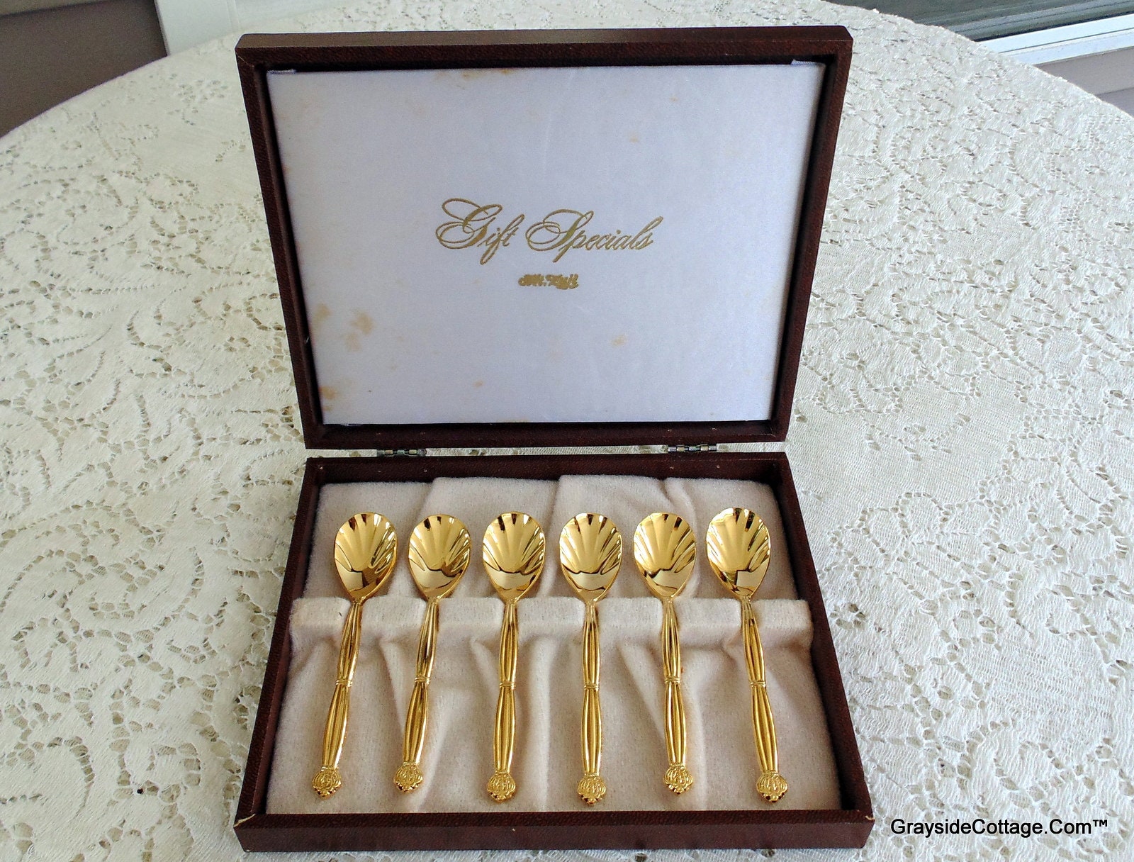 Gold Plated Spoons, Set of Six, Demitasse Gold Spoons, Excellent NOS