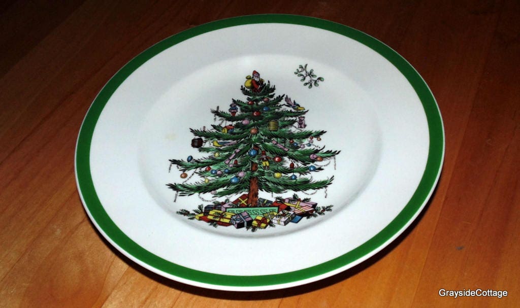 SPODE Christmas Tree Plates Set of (14) Fourteen Pristine Condition