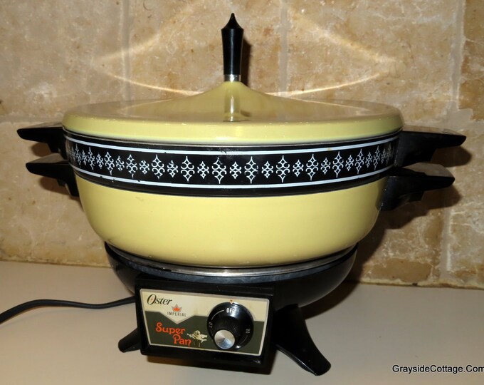 Oster Imperial Super Pan Harvest Gold Electric Skillet Slow Cooker Hot