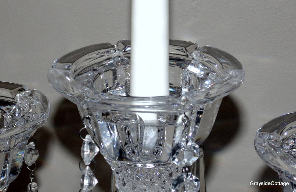 Lead Crystal Candelabra • 3 Light Arms, 3 Bobeches w/14 ...