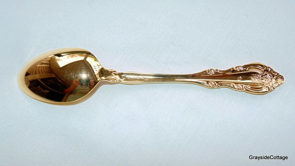Vintage Gold Electroplated Dinner Spoons Matched Set of Six Teaspoons