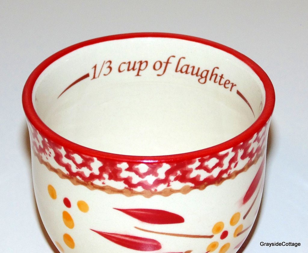 Retro Kitchen Ceramic Teapot Measuring Cup Set with Small Red Butter