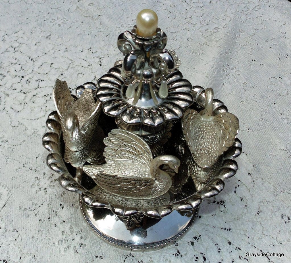 Silver Plated Musical Carousel, Music Box Centerpiece, Wallace