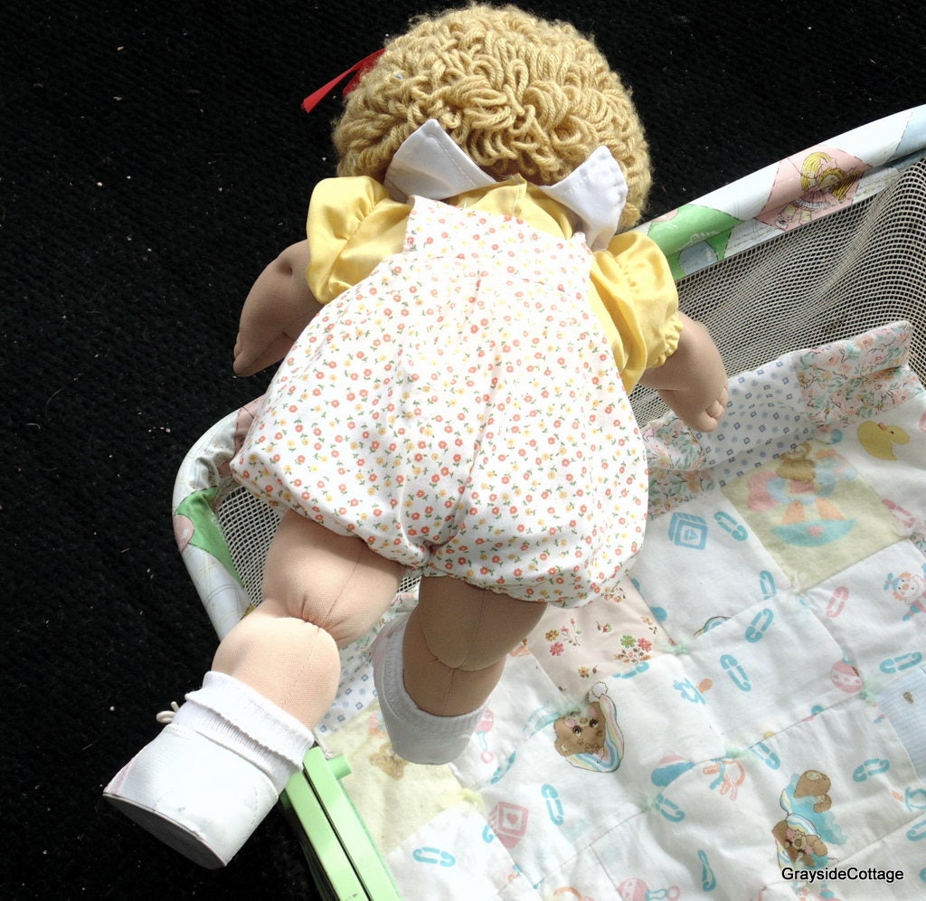 Cabbage Patch Doll with Cabbage Patch Playpen, Handmade Quilt and