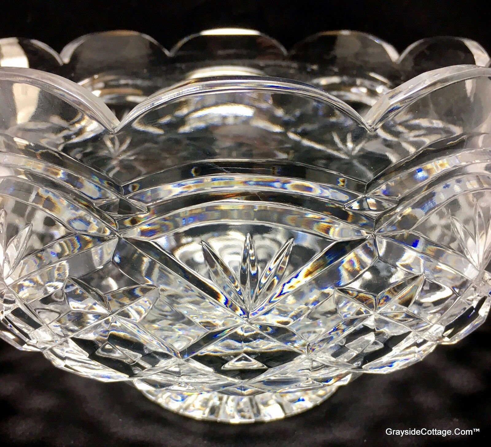 Waterford Crystal Bowl, Large Footed Centerpiece, with Scalloped Rim