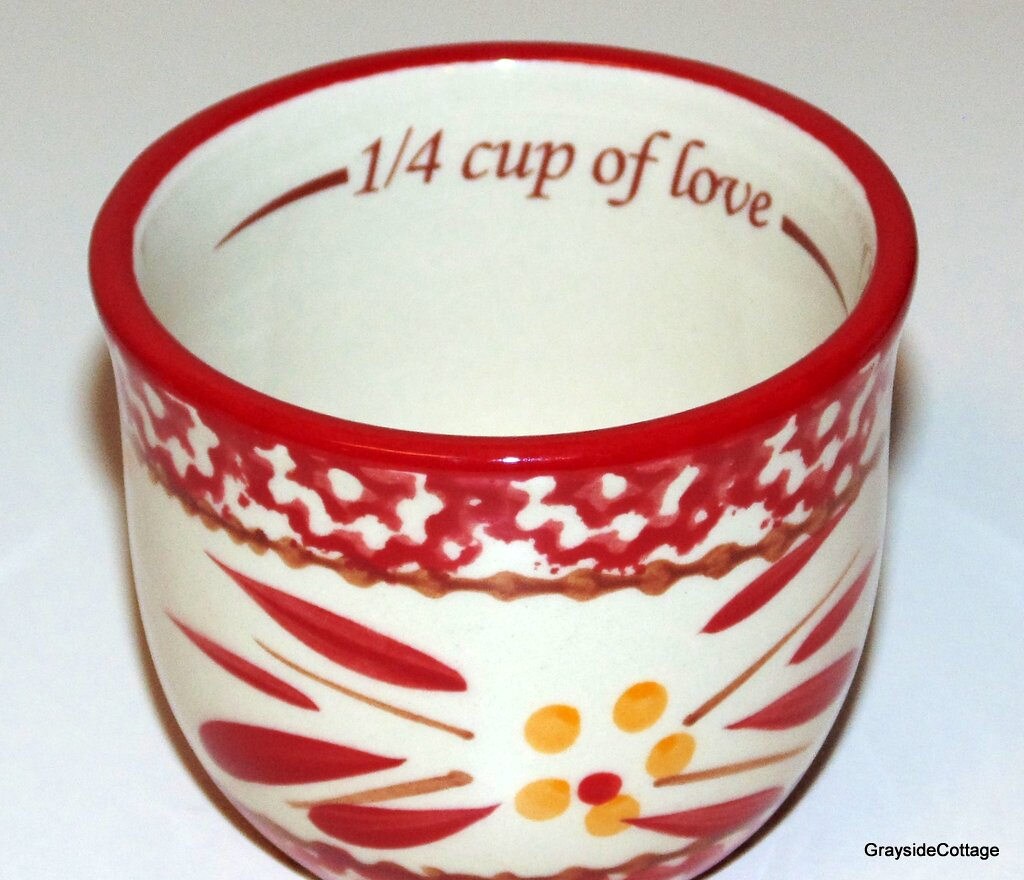Retro Kitchen Ceramic Teapot Measuring Cup Set with Small Red Butter