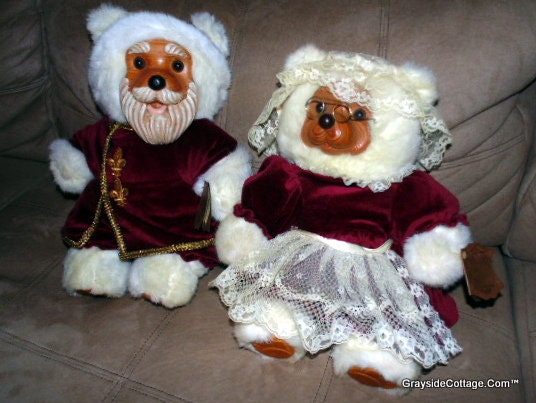 large stuffed santa and mrs claus
