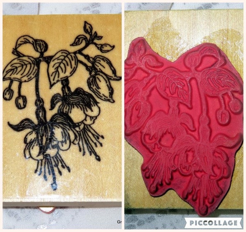 Vintage Set Rubber Stamps Wood Mounted Stamps Card Making Etsy