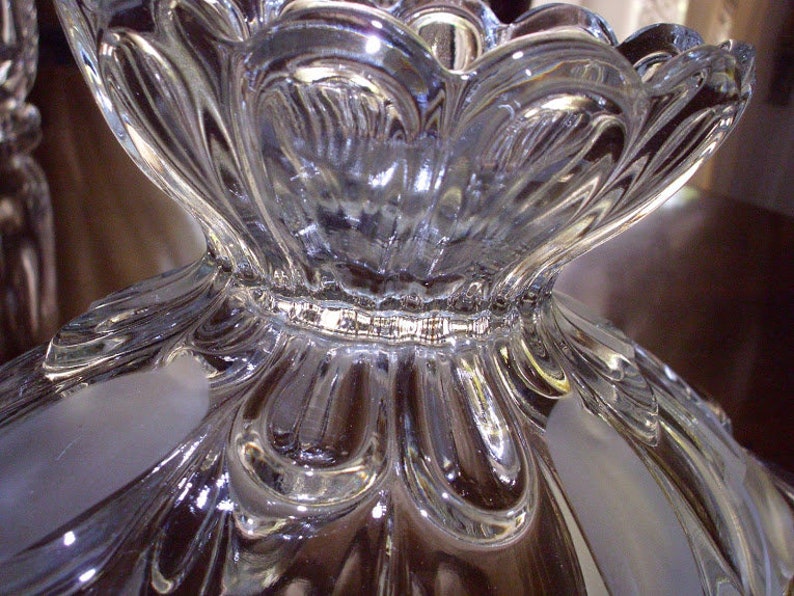 Fantastic Lead Crystal Banana Bowl Pedestal \u2022 Clear and Frosted Panel Design \u2022 Crystal Centerpiece \u2022 Banana Bowl \u2022 Vintage Centerpiece