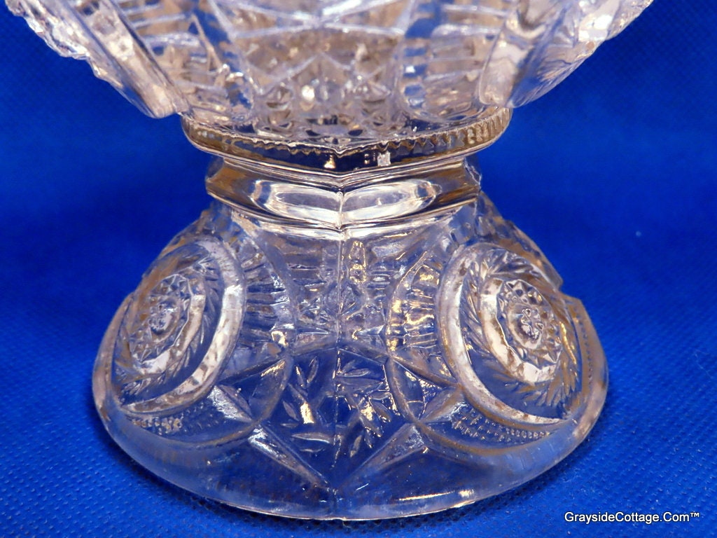 Vintage Punch Bowl Set w/6 Cups • Cut Glass Stunning Clear EAPG • Children's Dishes • FREE SHIPPING!
