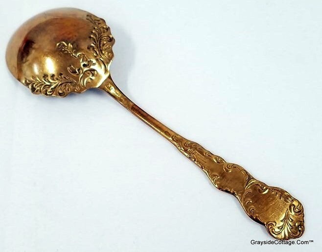 Antique Serving Spoons Waldo HE c 189093, Bronzed Aluminum Spoons, Non
